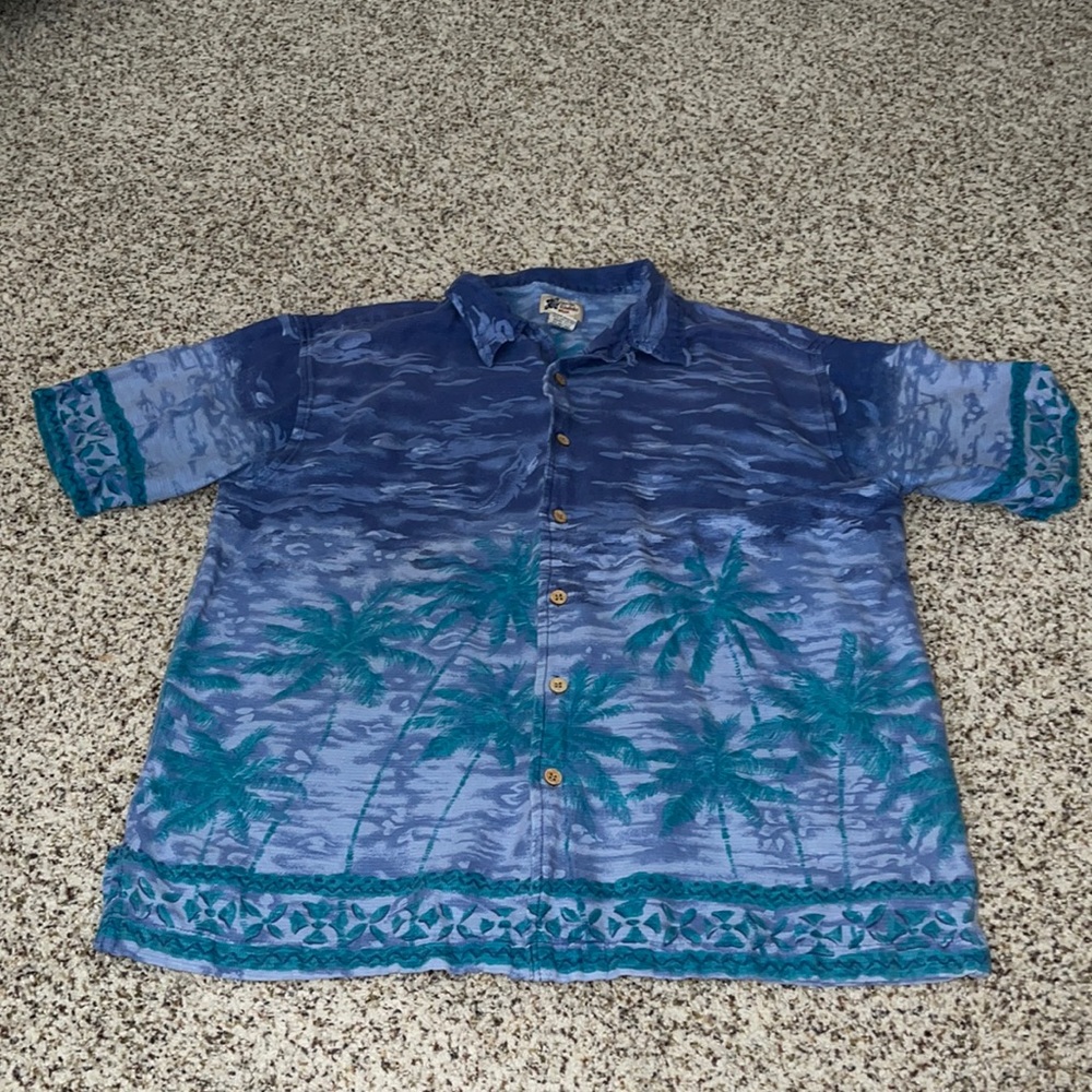 Cherokee Waikiki Wear Hawaiian Button Up Shirt Mens sz L